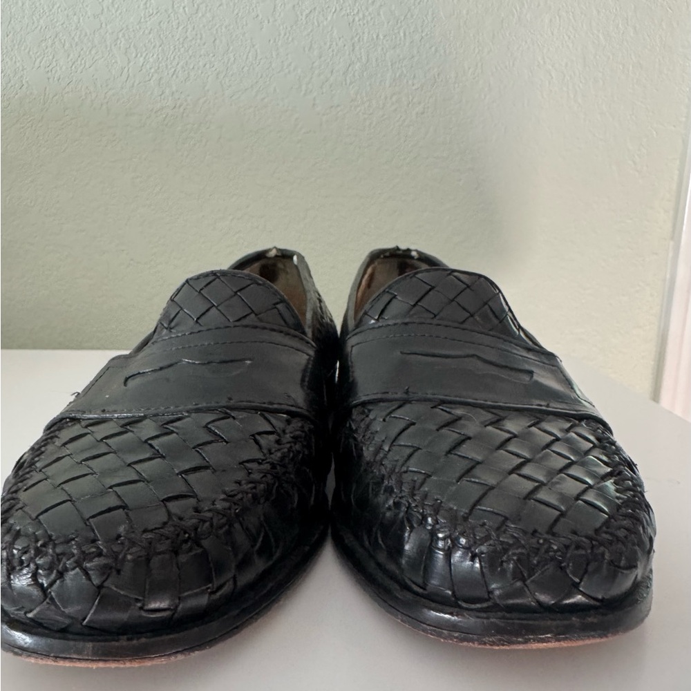 Cole Haan Men's Black Leather Braided Loafers - Picture 2 of 9